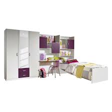Clevere lösung für den perfekten bettersatz. Jugendzimmer Flow 3 Teilig Kleiderschrank Bett Regalwand Alpinweiss Brombeer Home24