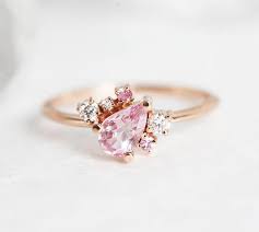 Light Pink Sapphire Ring Sideways Cluster Ring Rose Gold Pink Sapphire Engagement Ring In 18k Rose Gold Sapphire Diamond Ring With Images Pink Engagement Ring Pink Sapphire Ring Engagement Pink Ring
