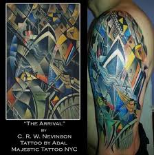 Get deals with coupon and discount code! Tattoo Rendition Of The Arrival By C R W Nevinson Majestic Tattoo Nyc