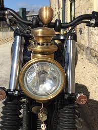 Vintage Carriage Lamp Converted To A Headlight Triumph Scrambler Steampunk Carriage Lamps Headlights Bike Details