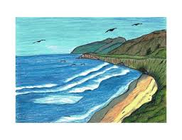 Escape On Sand Dollar Beach Splish Splash Art Drawings Illustration Landscapes Nature Beach Ocean Shorelines Tropical Shorelines Artpal These very steep to vertical bedrock cliffs range from only a few metres high to hundreds of these archways may have an arcuate or rectangular shape, with the opening extending below water level. sand dollar beach splish splash art