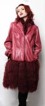 Red Leather Jacket Tibetan Lamb Fur Border Red Leather Jacket Leather Jacket Outerwear Fashion