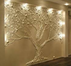 Gold Aple Tree Plaster Wall Art Modern Wall Decor Modern Wall