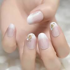 Nails Art Salon Acrylic French Nail Kit Petite Decoration 3d Fake Nails Glitter Design Rivet Decor Rounded Acrylic Nails Nail Designs Glitter Acrylic Nail Tips