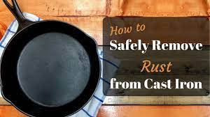 You will have to place it on the rusty side of the cast iron pan (cut side down) and proceed to scrub away at the salt. Safely Remove Rust From Cast Iron Youtube