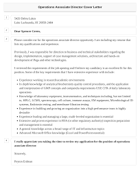 Operations Associate Director Cover Letter
