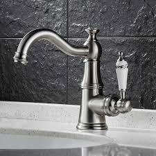 55 99 Karon Classic Victorian Style 1 Hole Bathroom Sink Faucet White Single Porcelain Lever Faucet Classic Victorian Bathroom Sink Faucets