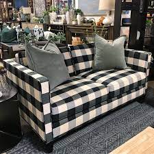 We Love The Versatility Of The Black And White Buffalo Check Fabric On The Mitchell Sofa This Plaid Living Room Black And White Furniture Trendy Living R Plaid Living