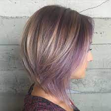 Schrager Bob Lila Haare Dunn Glatt Bob Frisur Bob Frisur Hinten Kurz Vorne Lang Haarschnitt