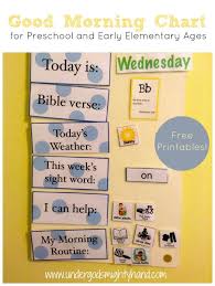 Good Morning Chart For Preschoolers And Early Elementary