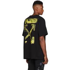 Black and yellow t shirt. Off White C O Virgil Abloh Cotton Black And Yellow Painted Arrows T Shirt For Men Lyst
