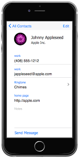 Iphone Graphical User Interface Contact Card User Interface Contact Card Ios Application