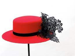 Red Wool Felt Boater Hat Felt Canotier Hat Red And Black Etsy Boater Hat Red Wool Hats