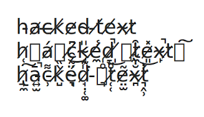 The text generator section features simple tools that let you create graphics with fonts of different styles as well as various text effects; Hacked Text Generator Messy Glitchy Lingojam