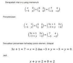 Hasil penelitian menunjukkan bahwa algoritma yang dikembangkan dalam kondisi valid dan hasil perhitungan dalam mengkonstruksimatriks segitiga atas antara algoritma dengan proses manual tidak memiliki perbedaan. Perkalian Matriks Pengertian Rumus Dan Contoh Soal Haloedukasi Com