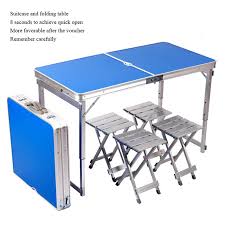 X18 Camping Table Portable Folding Table With4 Chairs Height Adjustable Heavy Duty Garden Table Trestle Set F Camping Table Laptop Desk For Bed Adjustable Desk