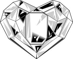 Black And White Diamond Shaped Logo Diamond Free Stock Photo Illustration Of A Heart Shaped Diamond 7741 Diamond Drawing Heart Shaped Diamond Linear Art