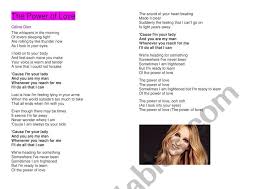 Let's talk about love céline dion. Celine Dion The Power Of Love Esl Worksheet By Belybla