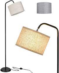 Amazon Com Elyona Modern Floor Lamp Adjustable Reading Standing Light With 2 Fabric Shades Beige Gray Tal Fabric Shades Modern Floor Lamps Stand Light