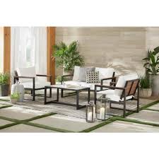 Hampton Bay Amelia Springs 5 Piece Patio Conversation Set With Spa Cushions Fg Mdl5pcds The Home Conversation Set Patio Gray Patio Furniture Lounge Furniture