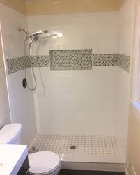 Tile Bathroom Walk In Shower Shower Niche Tile Backsplash Walkinshower Bathroomremodel Tile Bathroomshow Bathroom Design Bathroom Flooring Shower Niche