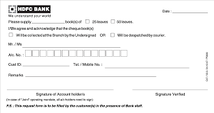 Hdfc bank self cheque sample. Free Hdfc India Cheque Book Request Form Pdf Template Form Download