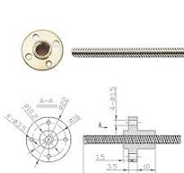 2 Stück 500 mm Tr8X8 Bleischraube mit T8-Messingmutter für ...