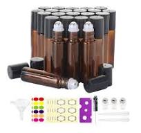 Mavogel 24pack, 10ml Roller Bottles for Essential Oils - Amber, Glass with  Stainless Steel Roller Balls (3 Extra Roller Balls, 54 Pieces Labels, ...