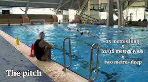 The width between goalposts is 3 metres (9.8 feet), the crossbar being at least 0.9 metre (3 feet) above the surface of the water. Water Polo An Instant Expert S Guide To The Olympic Sport Youtube