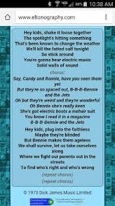 Bennie And The Jets Music Quotes Lyrics Song Quotes Benny And The Jets