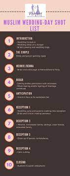 Muslim Wedding Day Shot List Infographic Everything From Getting Ready To Mehndi Henna Nikah Rec Muslim Wedding Ceremony Muslim Wedding Wedding Day Timeline