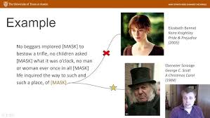 "Politeness, you simpleton!" retorted [MASK]: Masked prediction of literary  characters