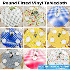 These can be chosen depending upon the needs and tastes of the consumer. Indoor Outdoor Patio Round Fitted Vinyl Tablecloth Elastic Edge Waterproof Wipeable Plastic Cover For 6 Seat Table Of 43 56 Diameter Wish