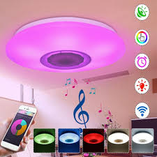 Rgbw App Voice Control Dimmable Bluetooth Speaker Led Ceiling Light Fixture Work With Google Alexa Sale Banggood Com