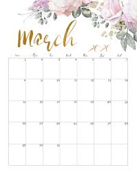 Floral March 2020 Calendar In 2020 March Calendar Printable Free Printable Calendar Print Calendar