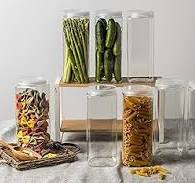 Silicook Clear Plastic Jar, Set of 3-40oz, Square Shaped, Transparent, Food  Storage Container, Kitchen & Household Organization for Dry goods, Spices,  ...