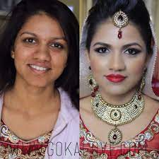 Before And After Of My Indian Bride In Washington Dc Makeup Hairstyle Dupatta Setting Bri Indian Bridal Hairstyles Indian Wedding Makeup Bridal Makeup Tips