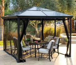 Hard Top Gazebo Metal Black Steel Frame 10x12 Heavy Duty Canopy Mosquito Screen Gardenstructuresas Modern Dizajn Patio Besedka Patio Besedka Na Kryshe