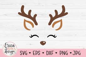 Buck head svg deer cutout vector art cricut silhouette | etsy. Reindeer Face Svg Funny Cute Deer Head Kids Boy Girl Shirt 966807 Cut Files Design Bundles