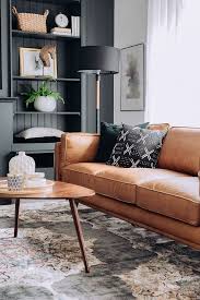Stunning Open Plan Living Room With Delightfull Lighting Design Leather Couches Living Room Tan Living Room Black Furniture Living Room