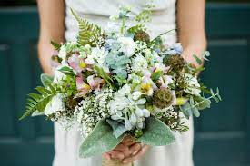 Saved by green wedding shoes. Whimsical Fall Forest Wedding Bouquet