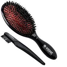 Isinis small cushioned hair brush #440 no ball tip bristles * purse size * 7 long 1.75 wide 1.5 tall * 7 rows of black nylon bristles set in a white cushion * no ball tip bristles * note hole in cushion at base of handle is to let air out of cushion and to drain water out when brush is cleaned * assorted colors (we did not receive any blue. Kent Csfl Oval Cushion Grooming Hair Brush Pure Black Boar Bristle Bayside Brush Co