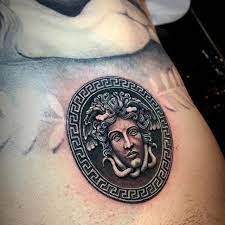 Close Up Of Medusa Medallion Add To Greek Mythology Chest Piece Art Beauty Ink Tattoo Blackand Sumii Liqu Greek Tattoos Greek Mythology Tattoos Tattoos