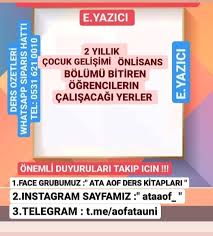 Sağlık bilimleri fakültesi çocuk gelişimi bölümü. Bu Ataturk Universitesi Aof Cocuk Gelisimi Programi Facebook