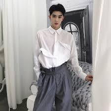 Mixcubic 2018 Summer Korean Style Unique Overlapping Sheet Design Shirts Men Casual Loose White Shirts For Men Size M Xxl Casual Shirts Aliexpress