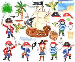 Pirate Kids Clipart Watercolor Pirates Cute Etsy Pirate Kids Kids Clipart Clip Art