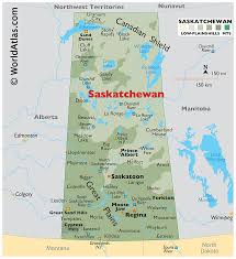 () the prairie province of saskatchewan, also known as the province of 100,000 lakes, shares very straight borders with manitoba in the east, alberta in the west, and the two u.s. Saskatchewan Maps Facts World Atlas