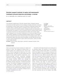 § needs to comply with the guidance document on design and operation (gddo) Pdf Decision Support Systems In Water And Wastewater Treatment Process Selection And Design A Review