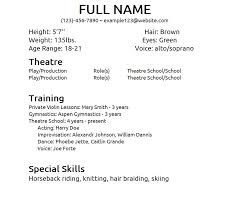 acting resume example kids best