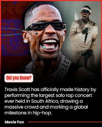 Travis Scott Breaks Records With Massive Solo Concert In South Africa  Travis Scott just took things to a whole new level — making history with  the largest solo rap concert ever in